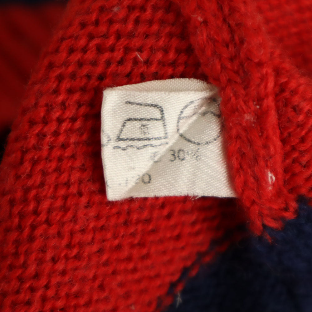 ウォルトディズニープロダクション 80s 90s ウールブレンド オールド ボーダー柄 長袖 セーター 赤×ネイビー American World ニット ミッキーマウス メンズ