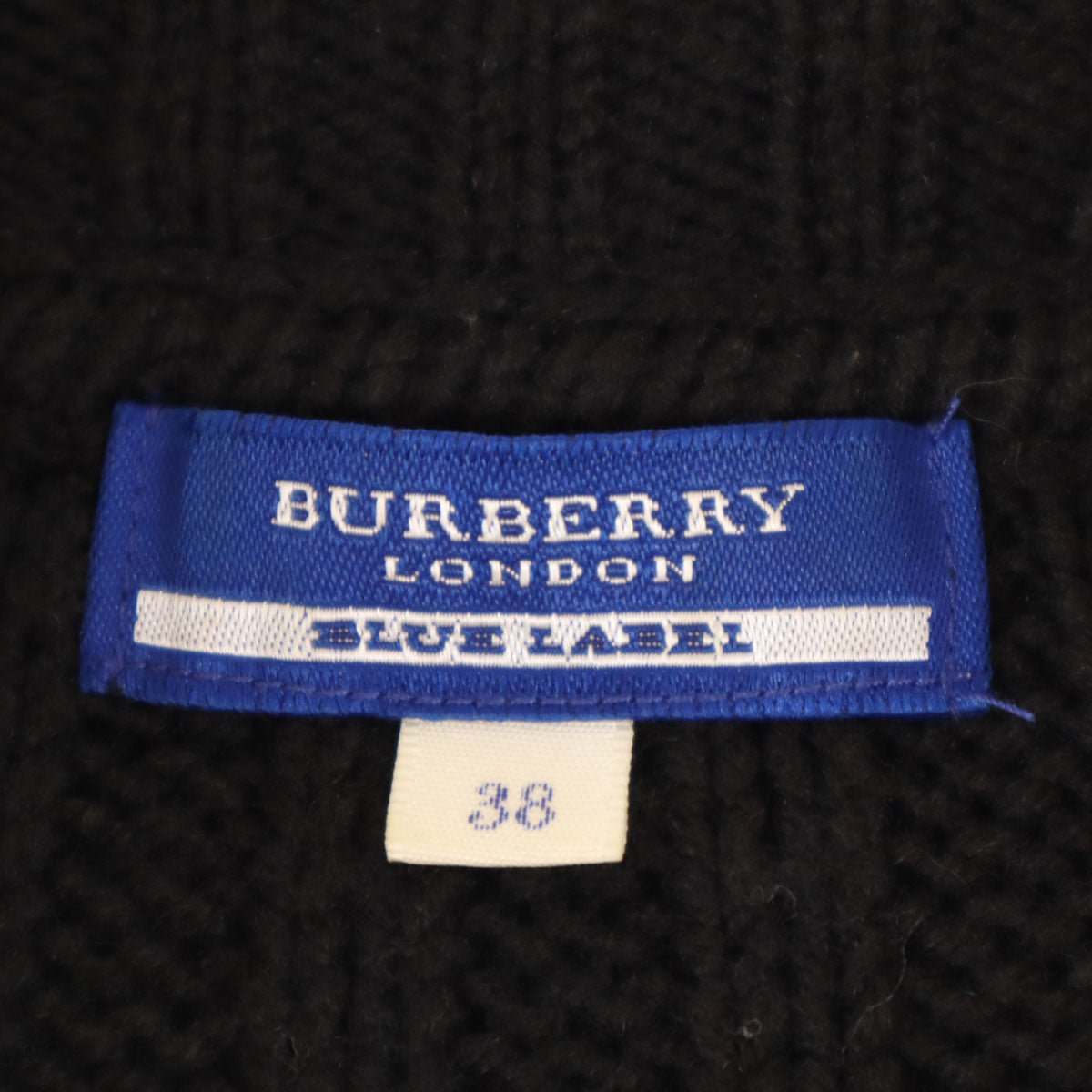 BURBERRY BLUE LABEL バーバリーブルーレーベル ウールブレンド 長袖 ダッフルニット フーディー カーディガン 38 ブラック 三陽商会 レディース