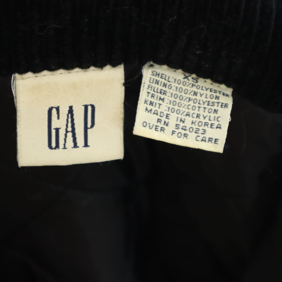 GAP ギャップ 90s オールド 中綿ジャケット XS ブラック メンズ