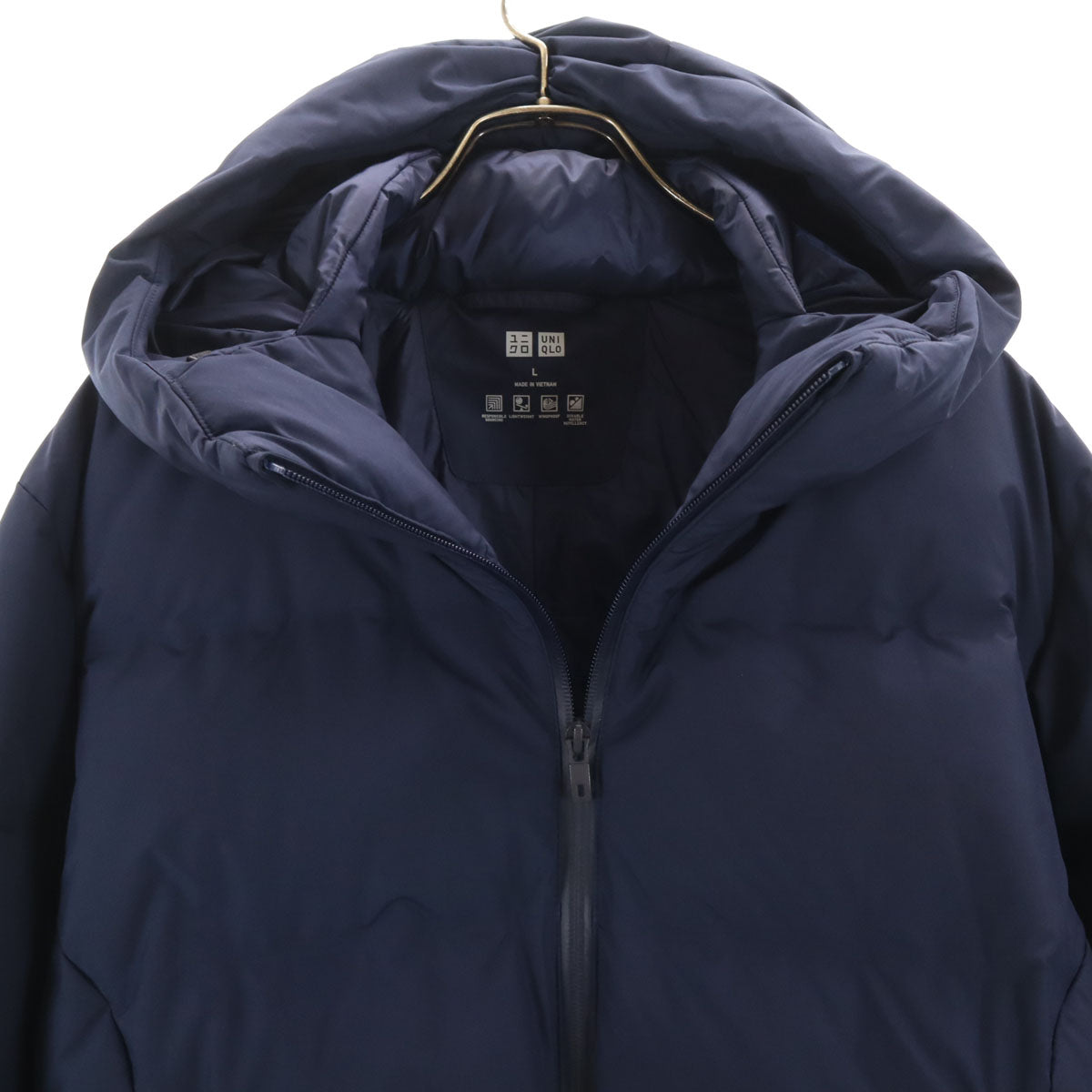 UNIQLO ユニクロ シームレス ダウンパーカー L ネイビー 3Dカット メンズ