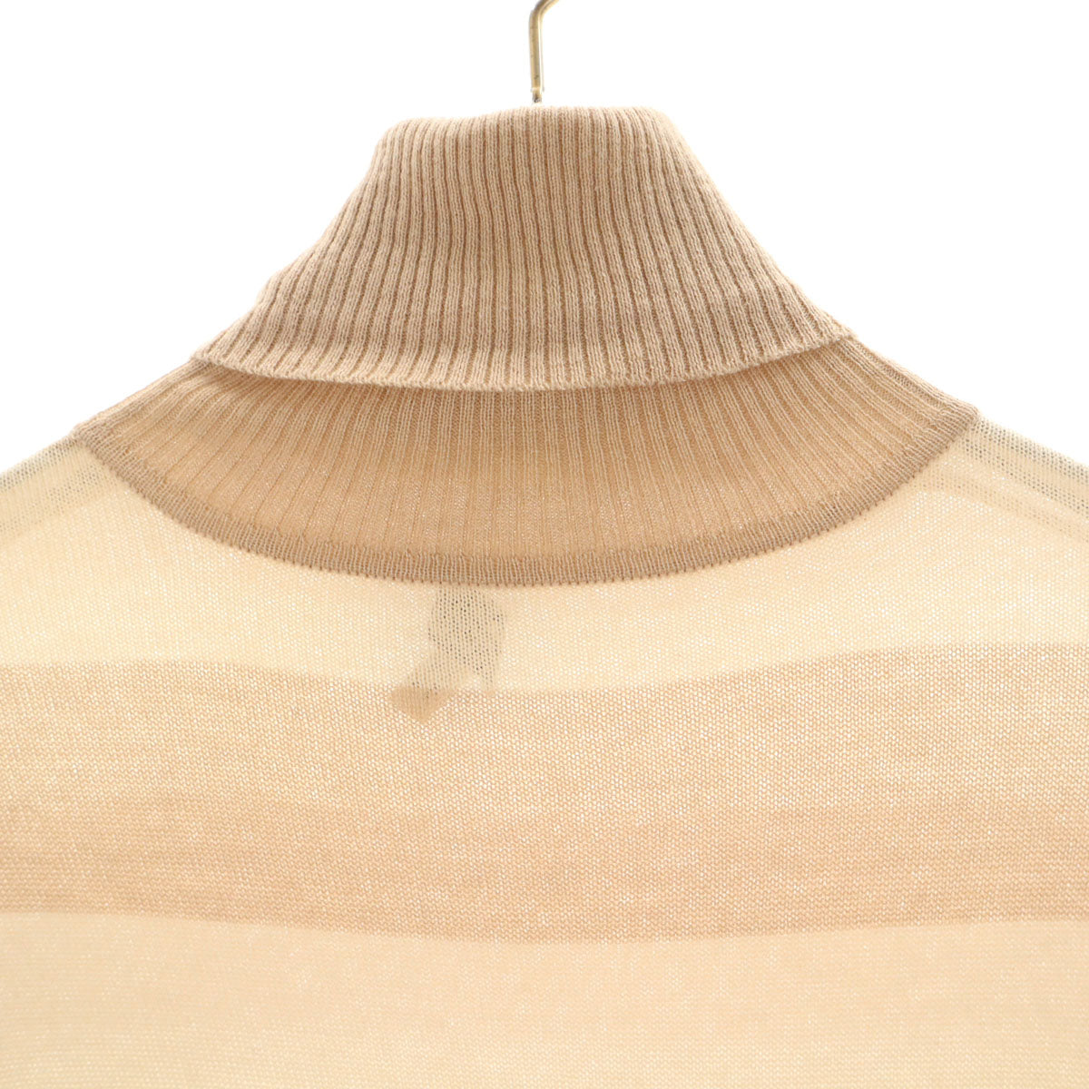 ARMANI JEANS アルマーニジーンズ カシミヤブレンド ボーダー柄 長袖 タートルネック セーター 38 ベージュ ニット レディース