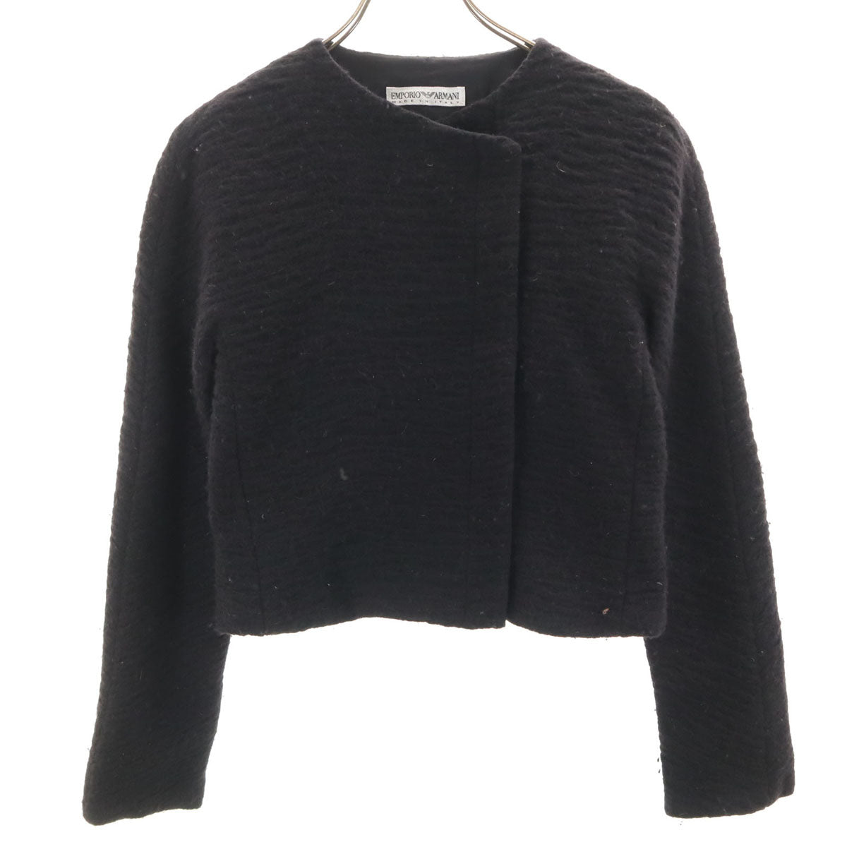 Emporio Armani エンポリオアルマーニ 90s イタリア製 オールド ノーカラージャケット 40 ブラック レディース