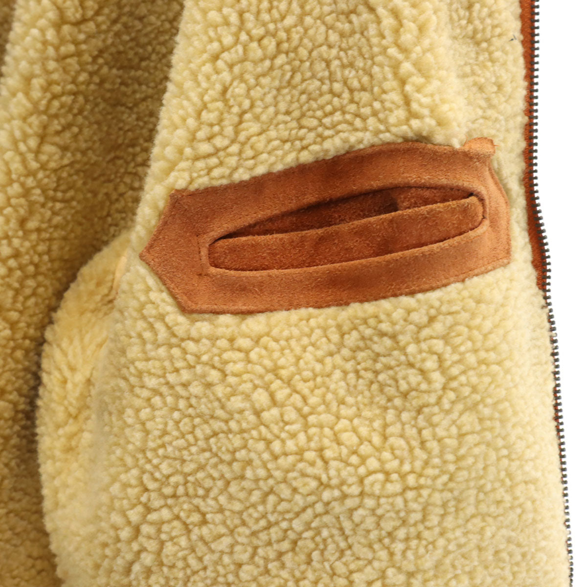 NEXT STAGE ネクストステージ 牛革 フェイク ムートンジャケット L ブラウン 中綿 裏ボア ボマー メンズ