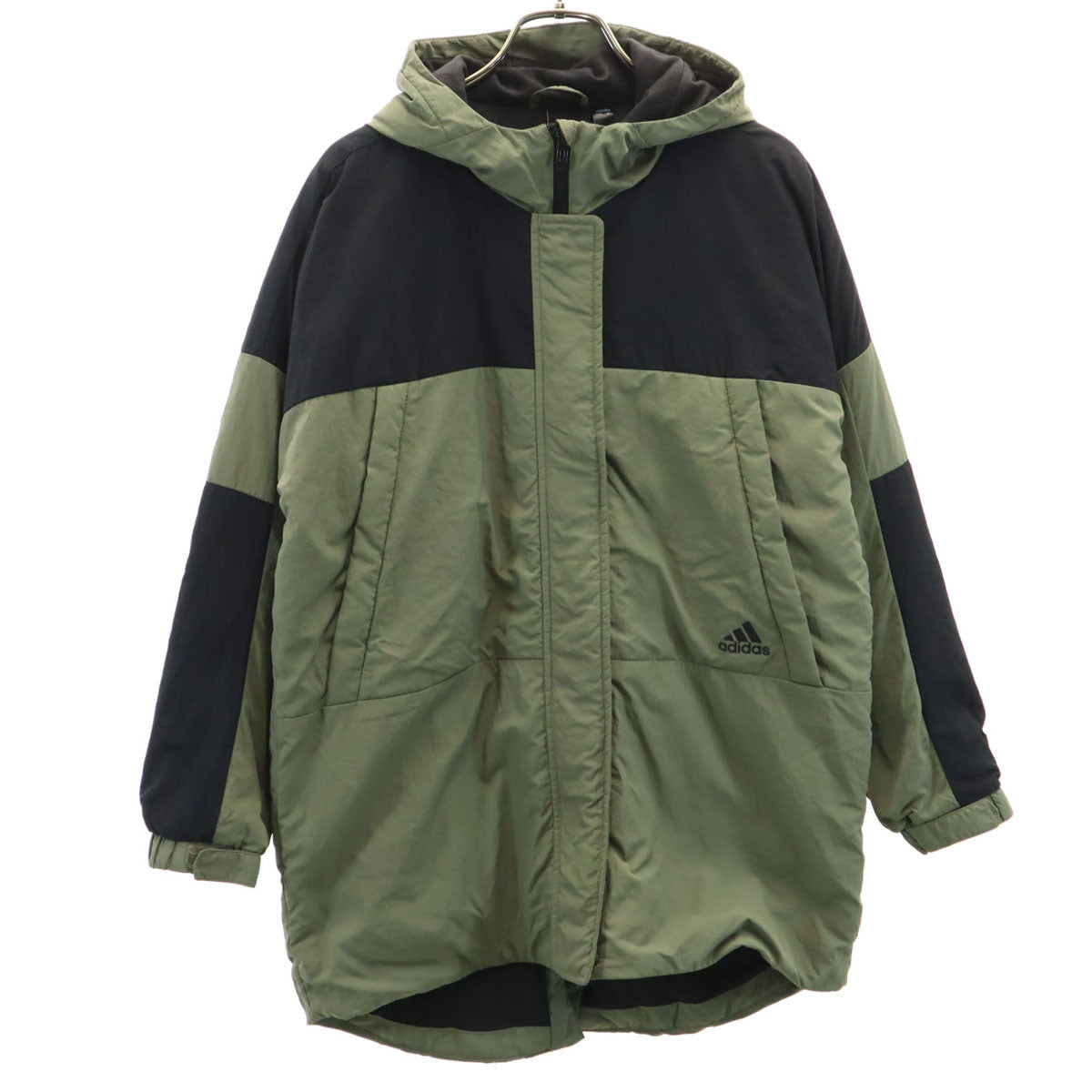 adidas アディダス ナイロンジャケット 150 カーキ 裏トリコット 薄中綿入り キッズ