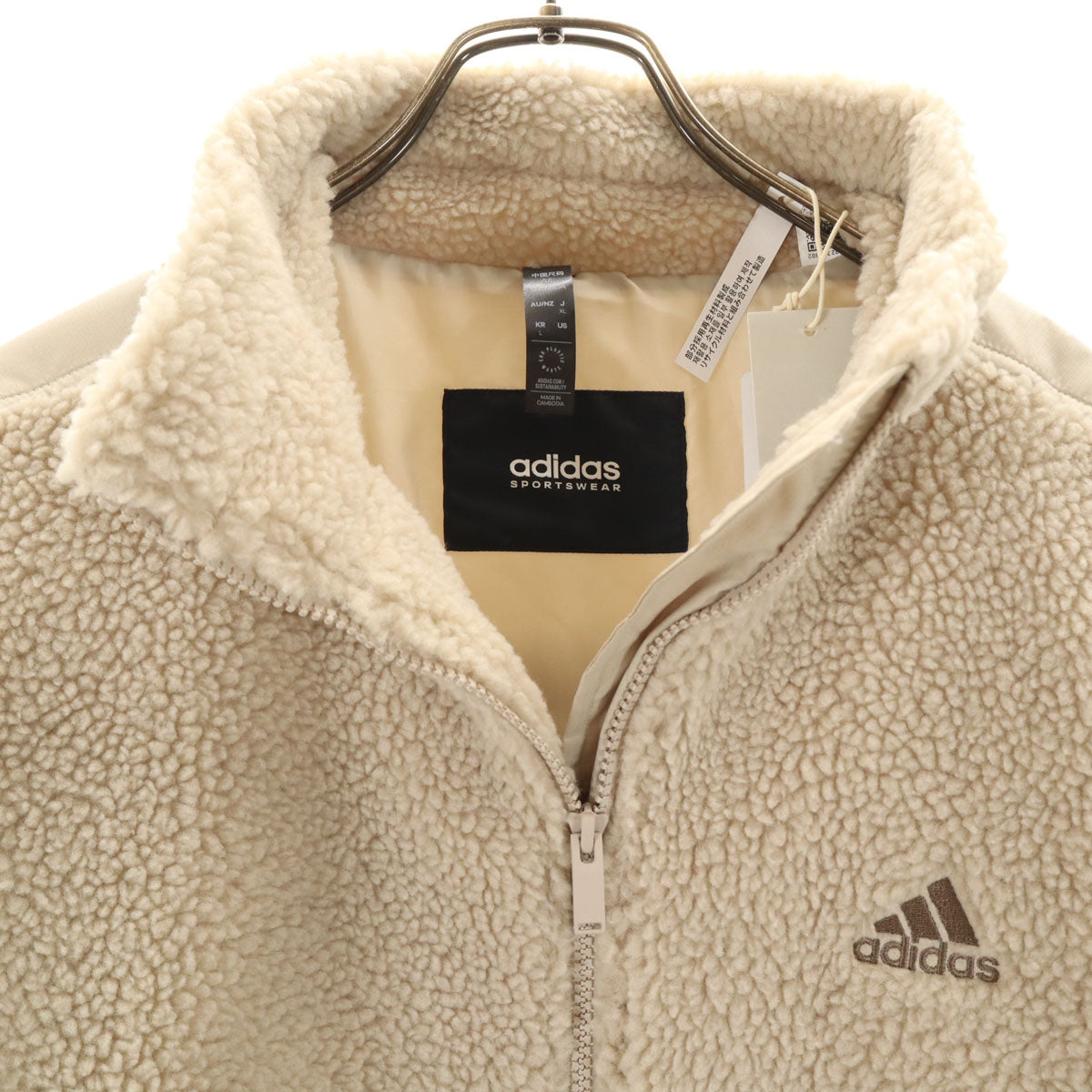 未使用 adidas アディダス sportswear ボアジャケット XL オフホワイト メンズ