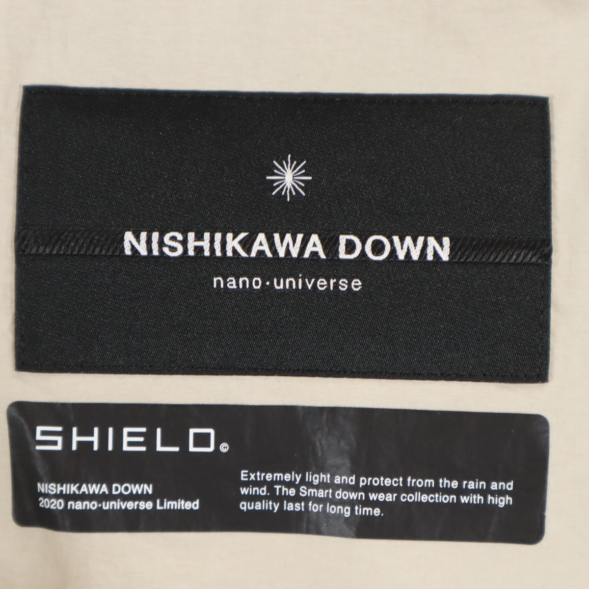 nano universe ナノユニバース 西川ダウン SHIELD ダウンジャケット XL ベージュ メンズ