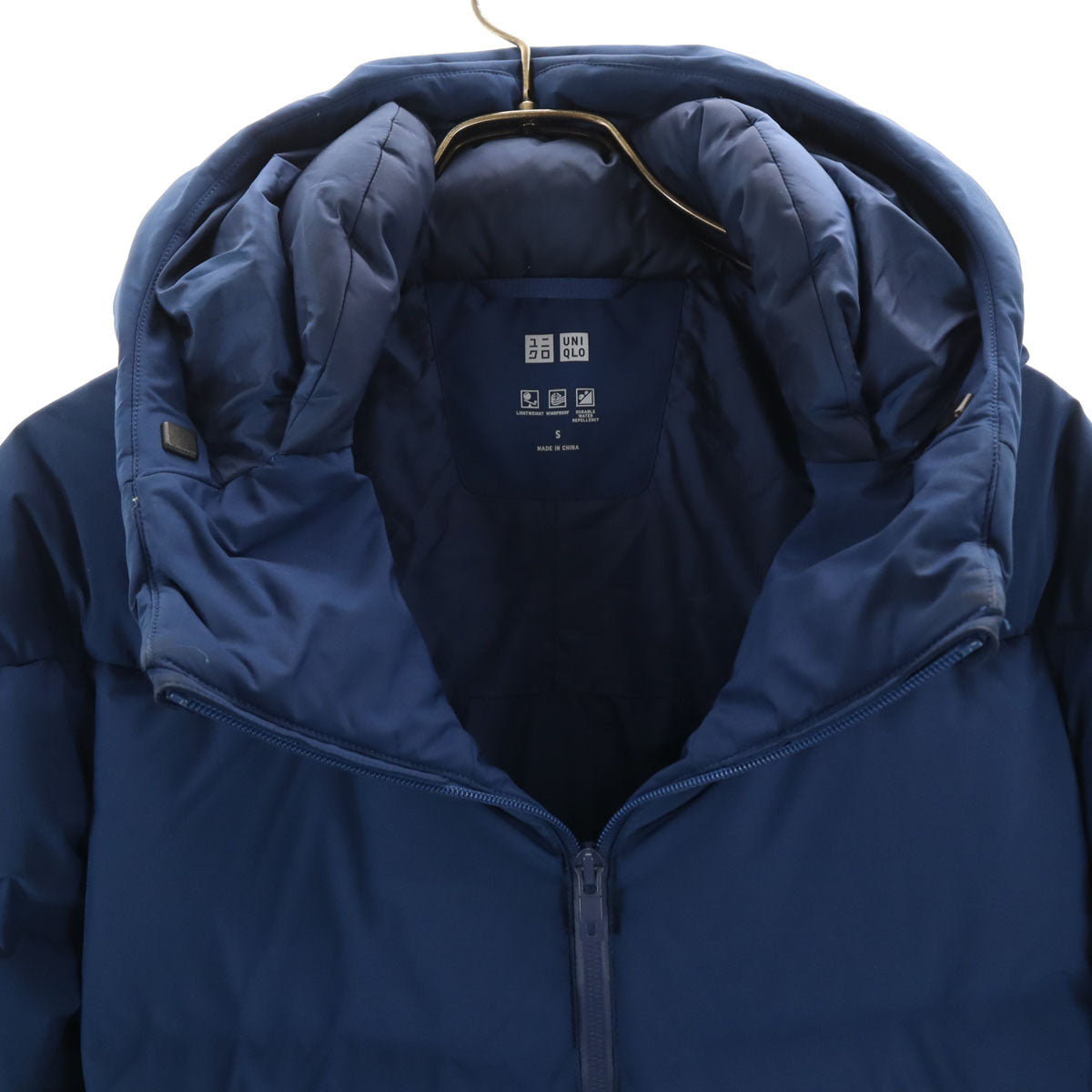 UNIQLO ユニクロ シームレス ダウンパーカー S 青紺 3Dカット メンズ