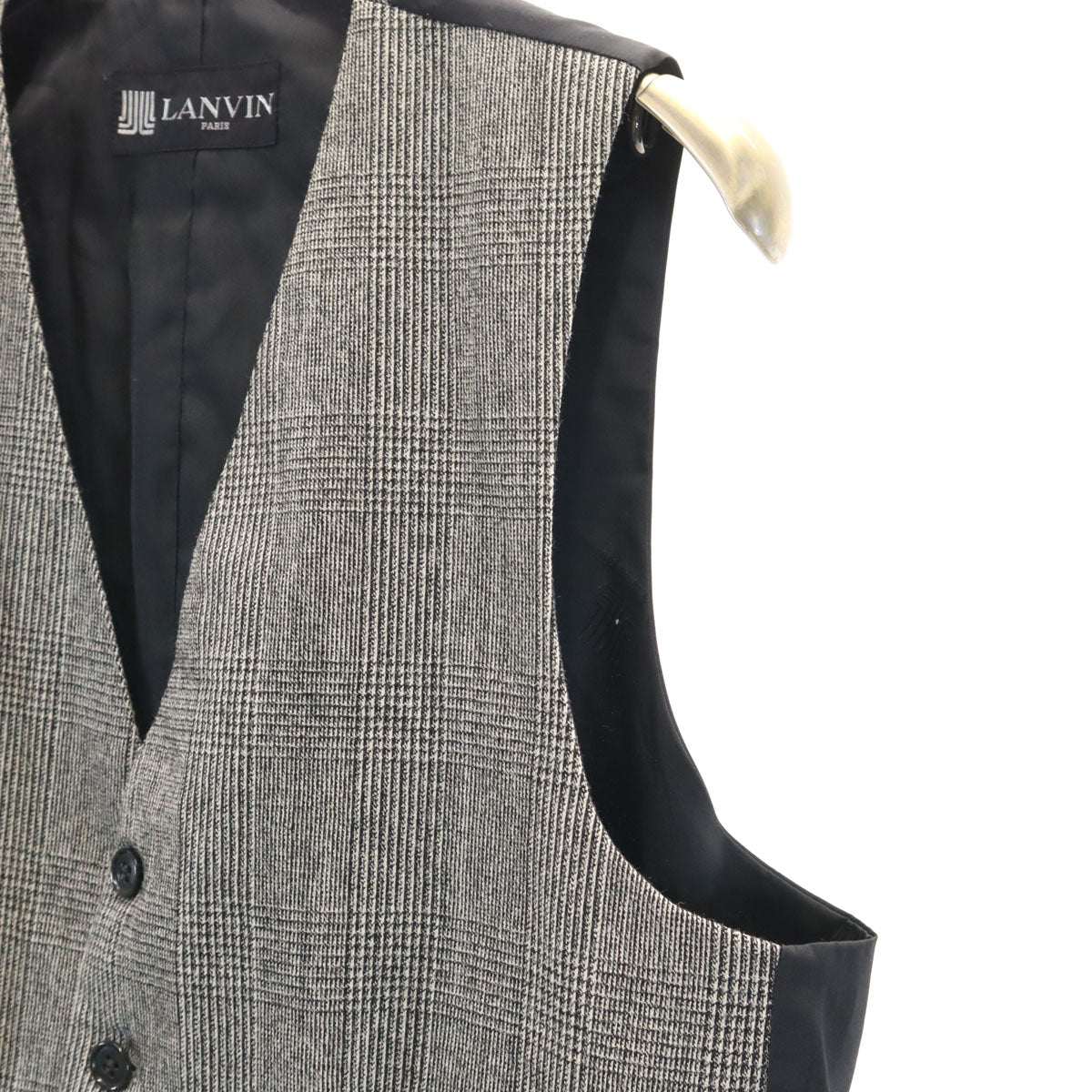 LANVIN ランバン グレンチェック テーラードジャケット 上下 セットアップ M グレー メンズ