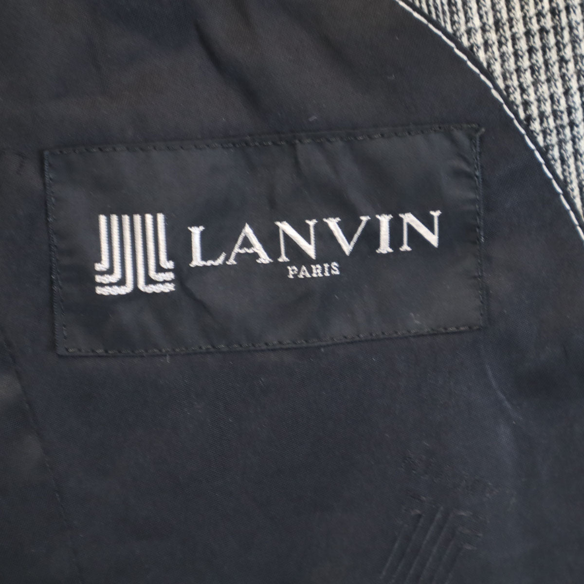 LANVIN ランバン グレンチェック テーラードジャケット 上下 セットアップ M グレー メンズ
