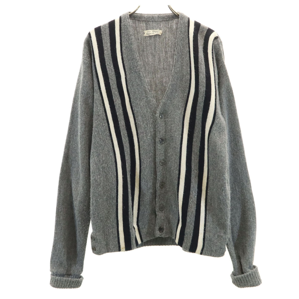 Virgin Orlon Acrylic 70s ヴィンテージ 長袖 ニットカーディガン グレー メンズ