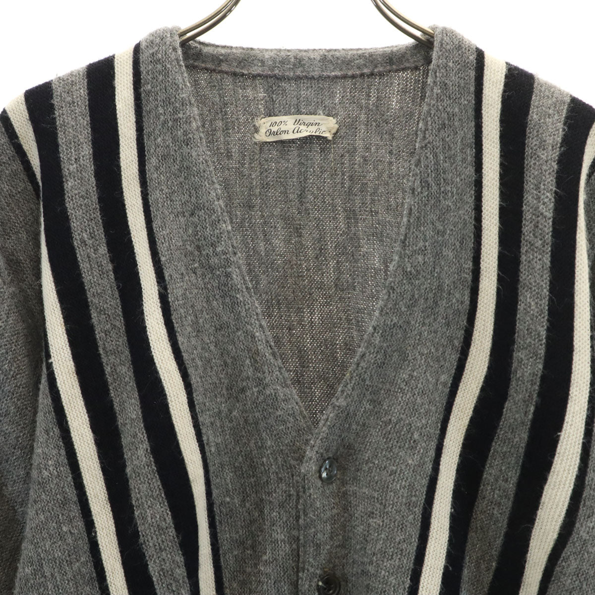 Virgin Orlon Acrylic 70s ヴィンテージ 長袖 ニットカーディガン グレー メンズ