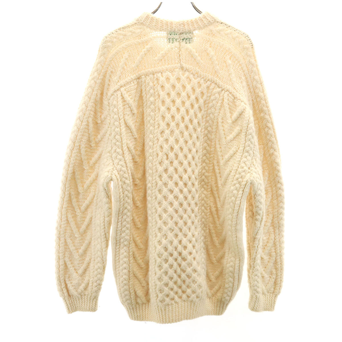 Quill`s Woollen Market 90s アイルランド製 オールド 長袖 ニット クリーム メンズ