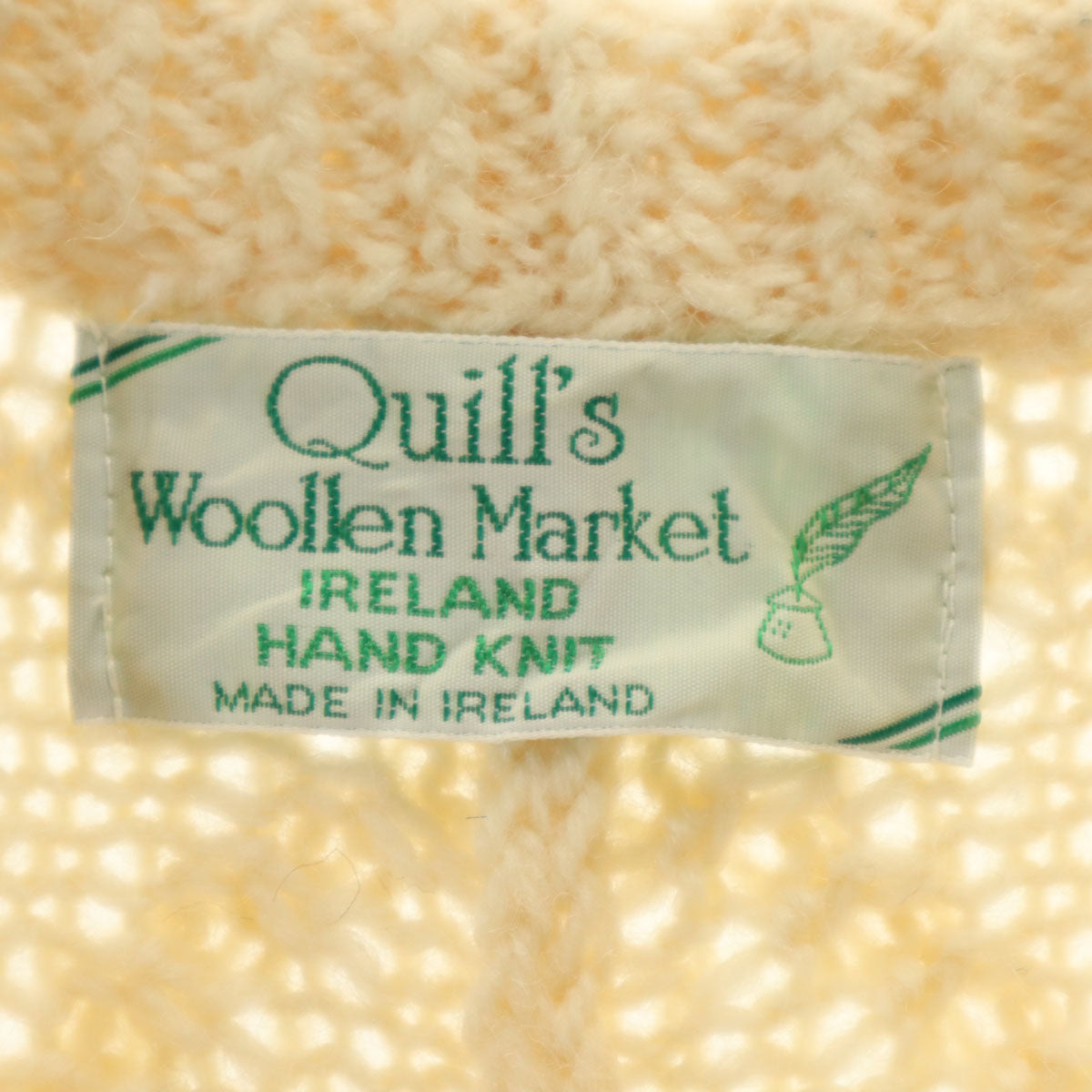 Quill`s Woollen Market 90s アイルランド製 オールド 長袖 ニット クリーム メンズ