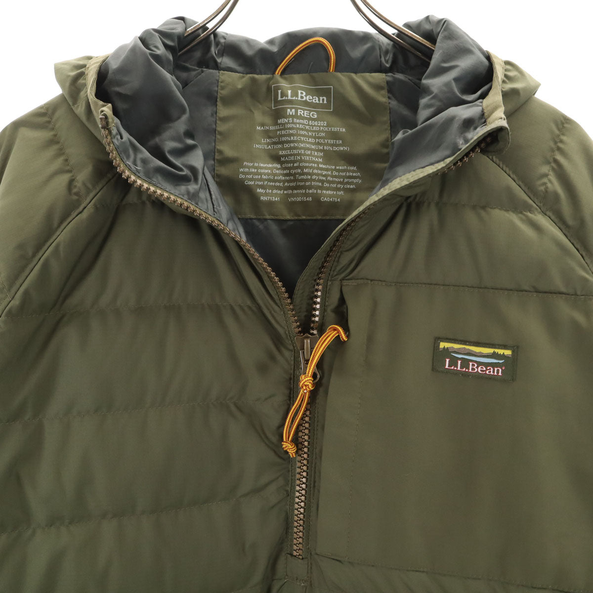 美品 L.L.Bean エルエルビーン ハーフジップ ダウンジャケット M カーキ メンズ