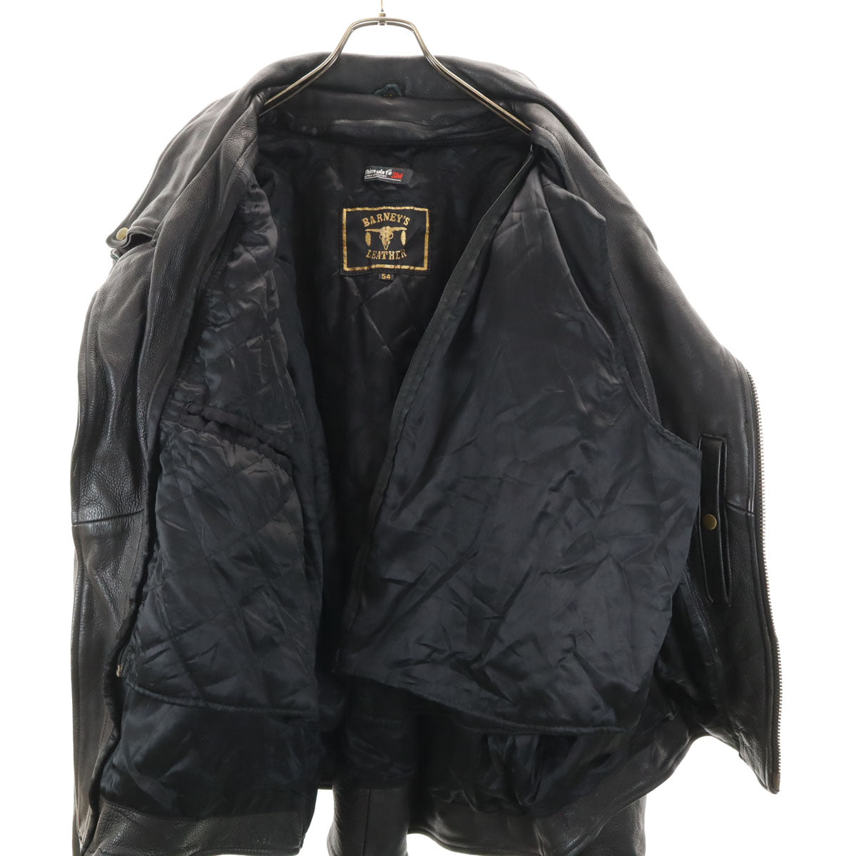 BARNEY'S LEATHER バーニーズレザー ライダースジャケット 54 ブラック系 ライナー メンズ