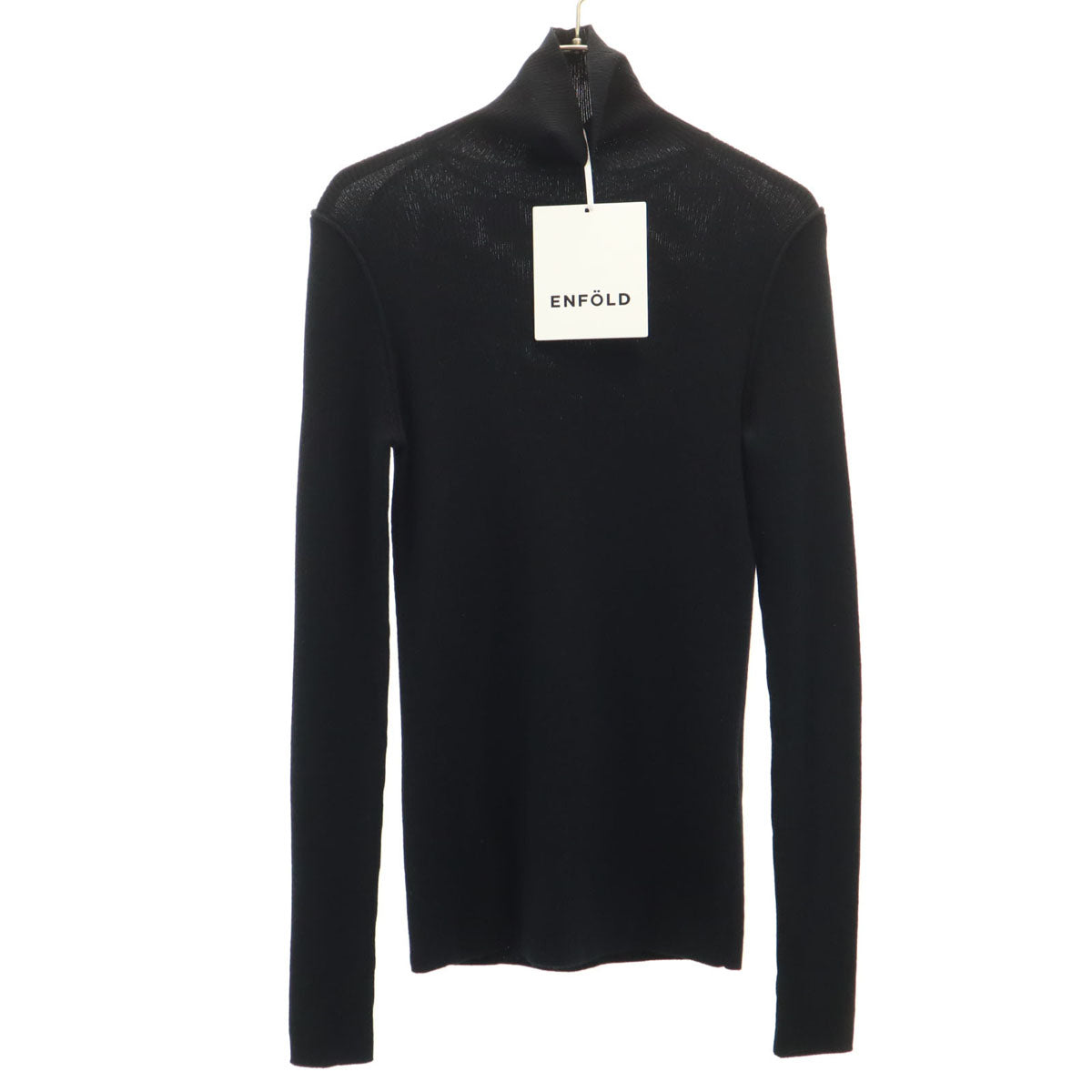 未使用 ENFOLD エンフォルド 長袖 ハイネックリブニット セーター 38 ブラック レディース
