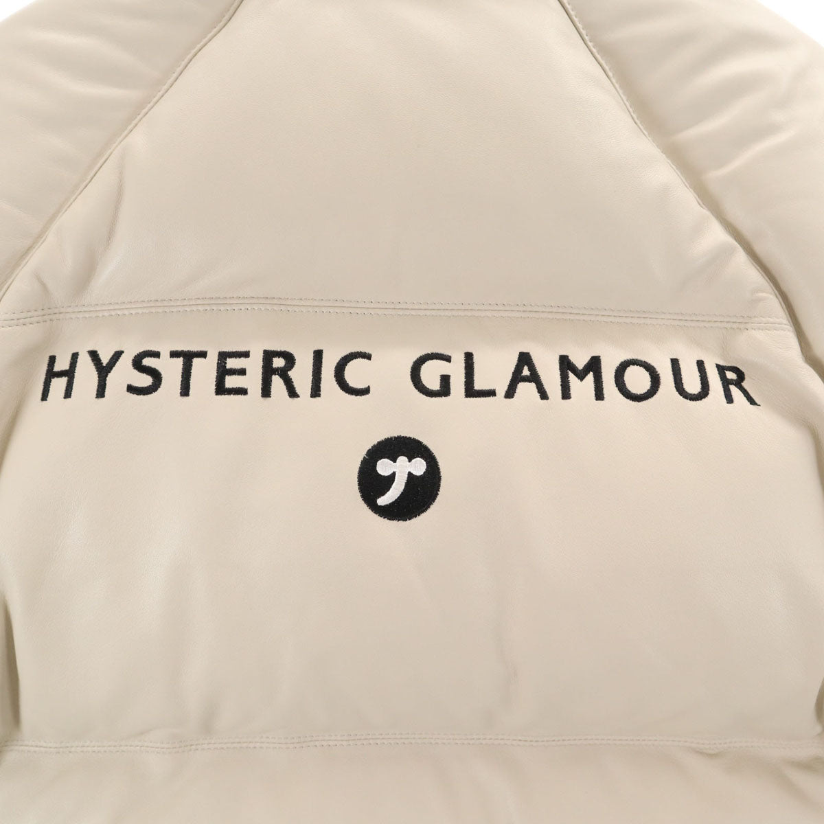 HYSTERIC GLAMOUR ヒステリックグラマー バックロゴ 羊革レザー ダウンジャケット L アイボリー メンズ