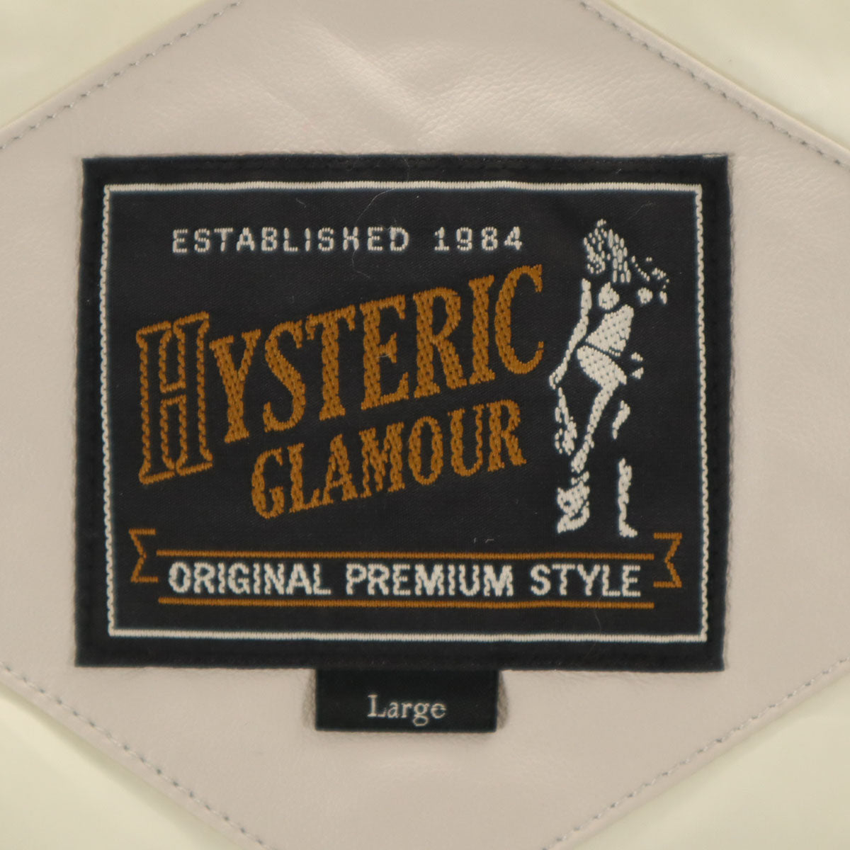 HYSTERIC GLAMOUR ヒステリックグラマー バックロゴ 羊革レザー ダウンジャケット L アイボリー メンズ
