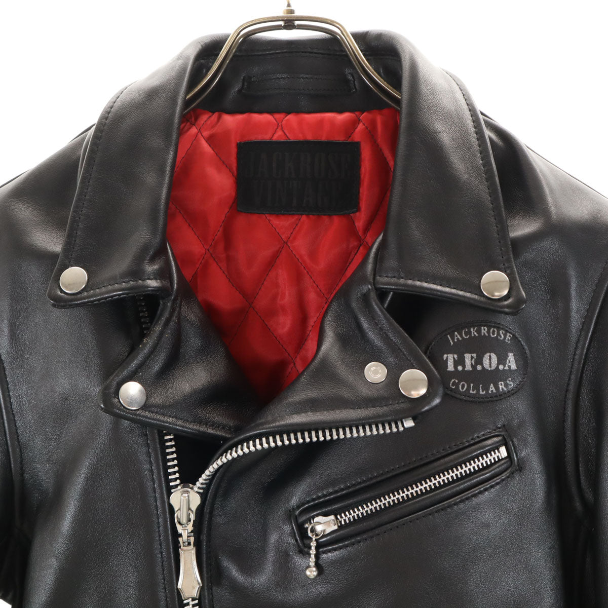 JACKROSE VINTAGE ジャックローズ ヴィンテージ COLLARS カラーズ コラボ 武装戦線 T.F.O.A 牛革レザー ダブルライダースジャケット 3 ブラック メンズ