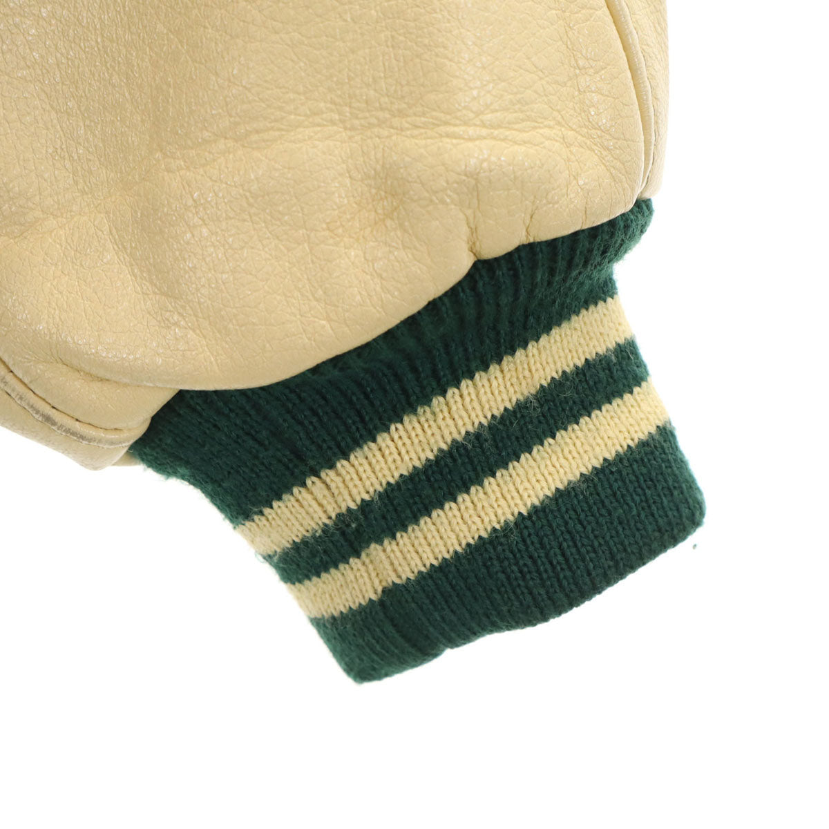 VAN JACKET ヴァンヂャケット レタードワッペン 牛革レザー切替 スタジャン BIG ONE 深緑 中綿 ジャケット メンズ