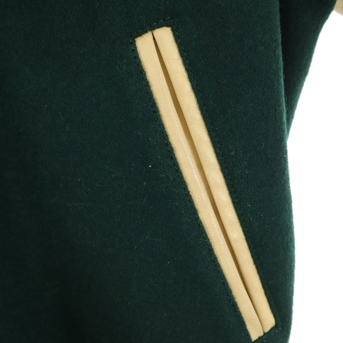 VAN JACKET ヴァンヂャケット レタードワッペン 牛革レザー切替 スタジャン BIG ONE 深緑 中綿 ジャケット メンズ