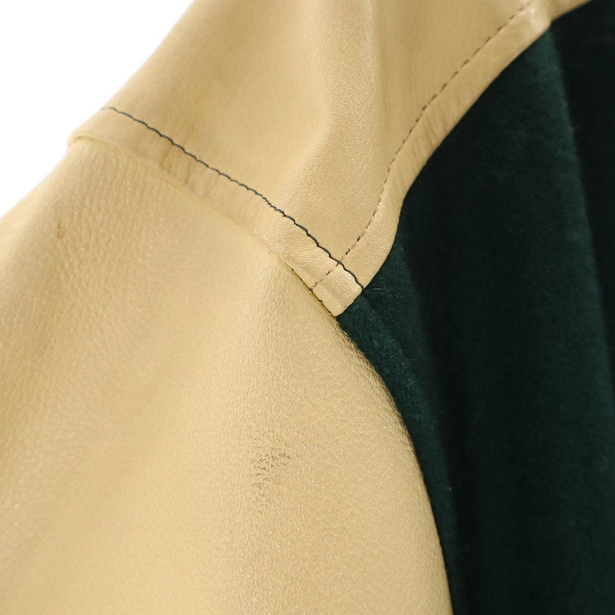 VAN JACKET ヴァンヂャケット レタードワッペン 牛革レザー切替 スタジャン BIG ONE 深緑 中綿 ジャケット メンズ