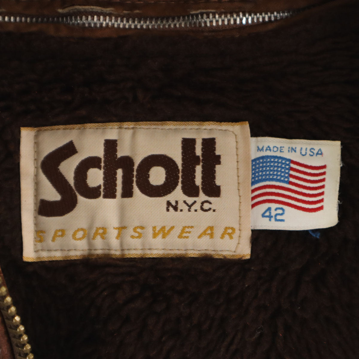 schott ショット 80s USA製 134SM ヴィンテージ A-2 レザー フライトジャケット 42 ブラウン ライナー付き メンズ