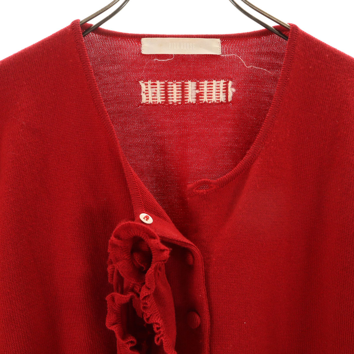 PINK HOUSE ピンクハウス ウール 長袖 ニットカーディガン レッド レディース