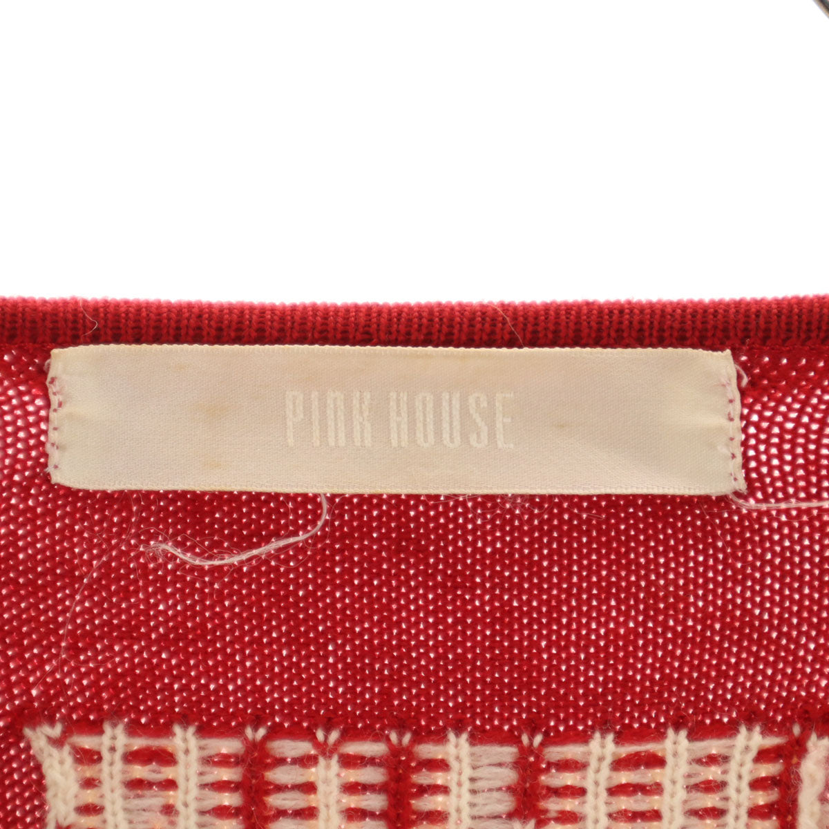 PINK HOUSE ピンクハウス ウール 長袖 ニットカーディガン レッド レディース