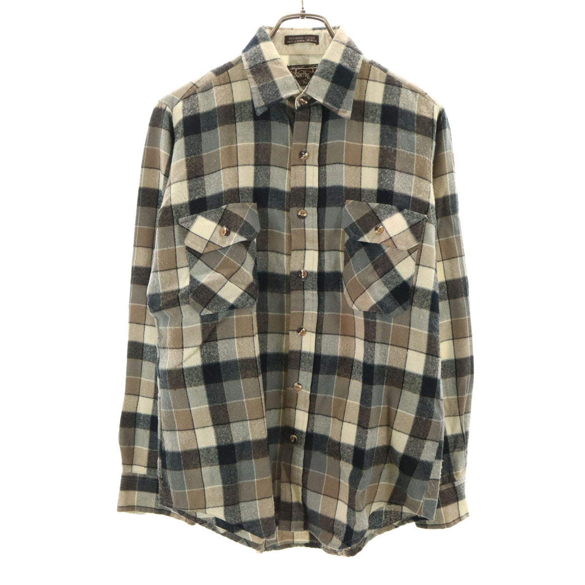 COUNTRY Squire byBlock 80s ヴィンテージ チェック 長袖 シャツ グレー系 メンズ