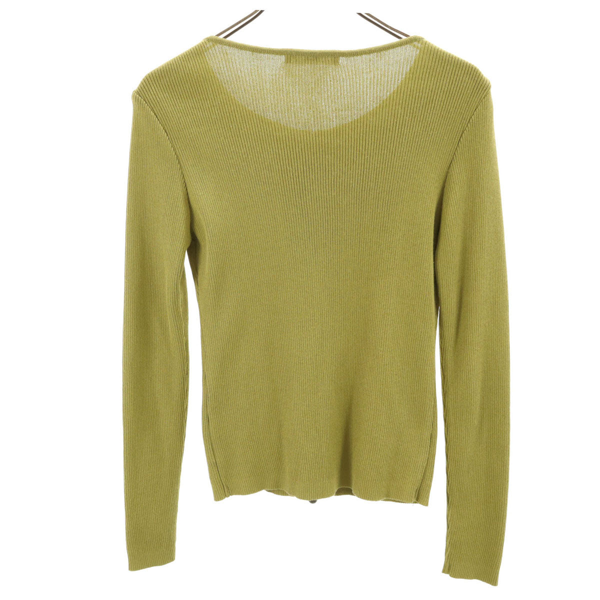 Rene ルネ 日本製 長袖 ジップアップ リブ ニットカーディガン 38 グリーン系 レディース