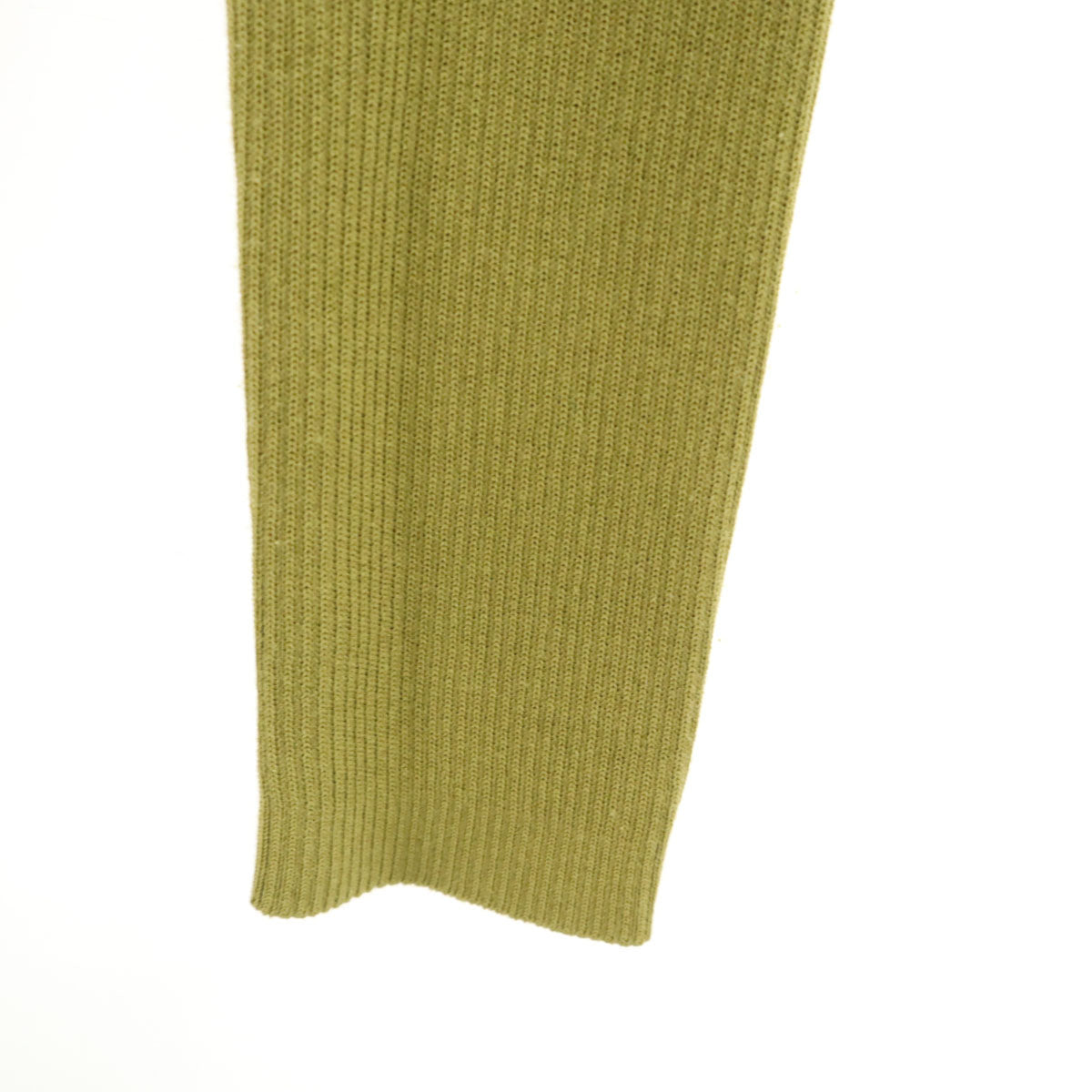 Rene ルネ 日本製 長袖 ジップアップ リブ ニットカーディガン 38 グリーン系 レディース