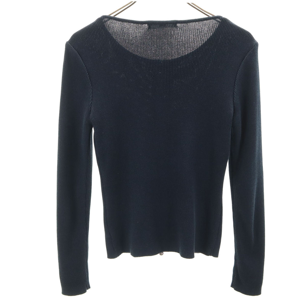 Rene ルネ 日本製 長袖 ジップアップ リブ ニットカーディガン 38 ネイビー レディース