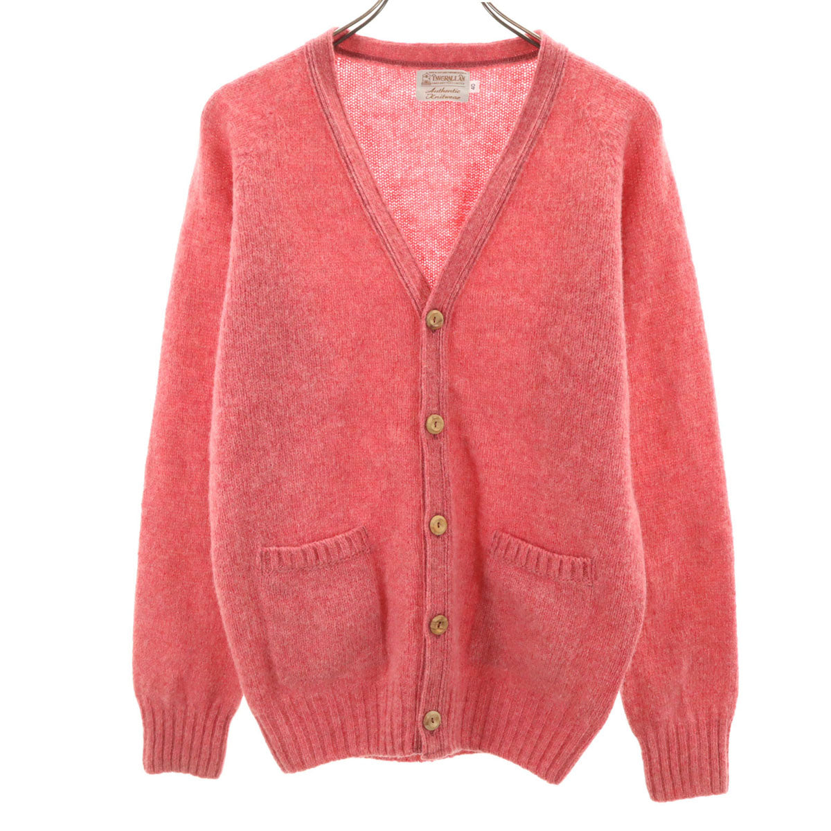 美品 INVERALLAN インバーアラン スコットランド製 長袖 Vネック ニットカーディガン 40 ピンク レディース