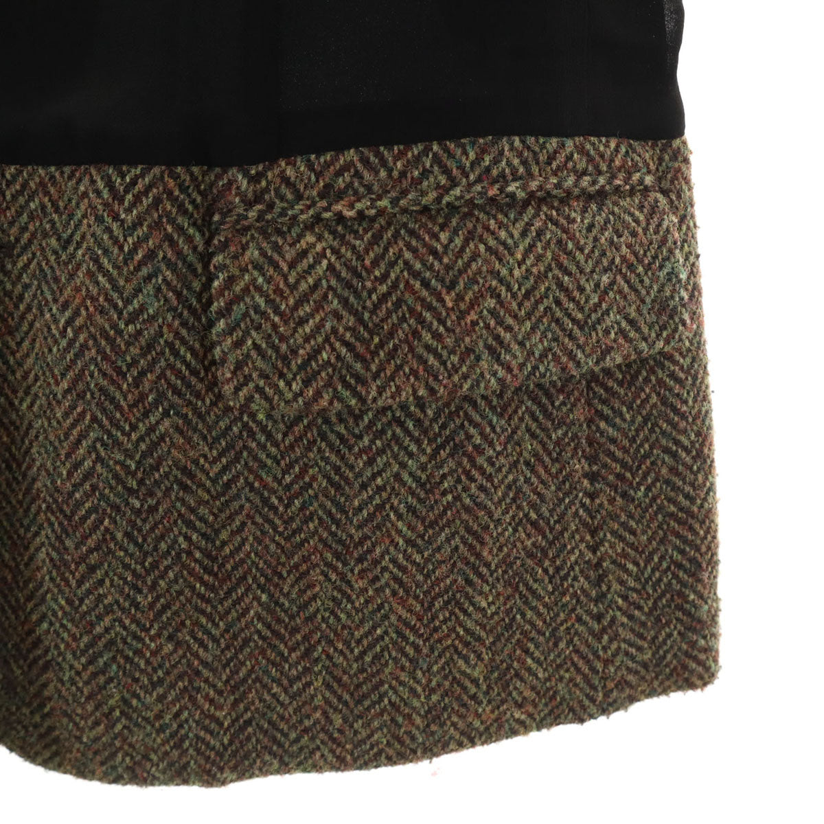 tricot COMME des GARCONS トリココムデギャルソン 2000年 00s 日本製 長袖 ツイード切替 ブラウス ブラック シャツ レディース