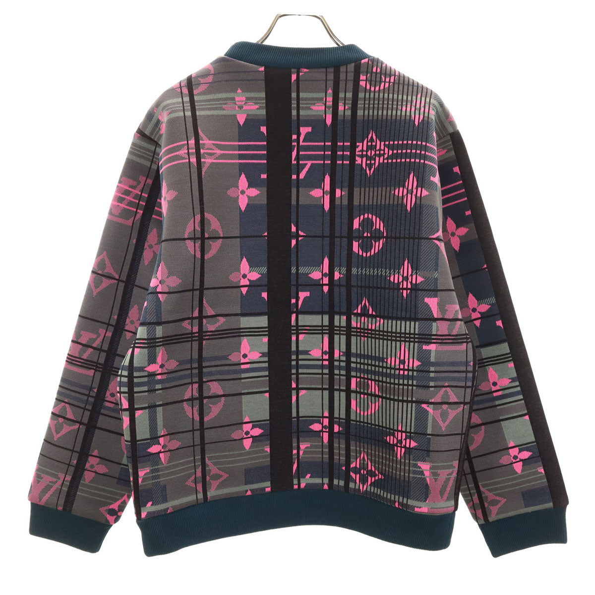 美品 LOUIS VUITTON ルイヴィトン イタリア製 モノグラム 長袖 ジャカード スウェット トレーナー M チャコールグレー HKY75WZRW メンズ