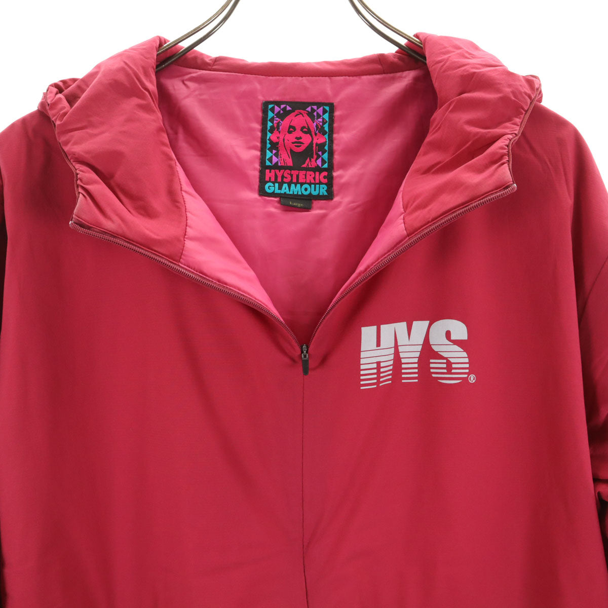 HYSTERIC GLAMOUR ヒステリックグラマー 日本製 プリマロフト バックロゴ アノラックパーカー L レッド系 中綿 レディース