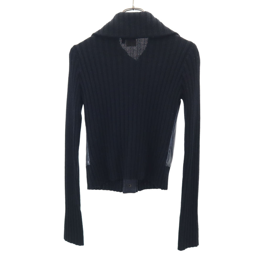 BCBGMAXAZRIA ビーシービージーマックスアズリア ウールブレンド ニット切替 シープスキン レザージャケット S 黒 レディース