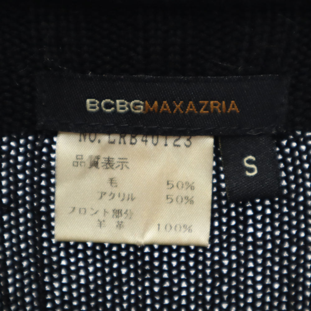 BCBGMAXAZRIA ビーシービージーマックスアズリア ウールブレンド ニット切替 シープスキン レザージャケット S 黒 レディース