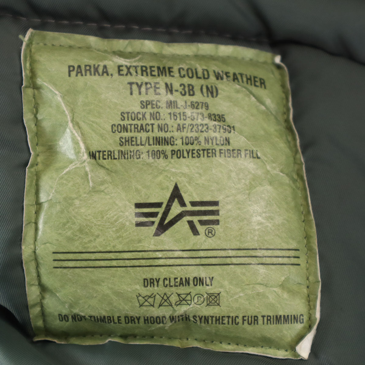 ALPHA INDUSTRIES INC アルファインダストリーズ N-3B フライトジャケット S グレージュ 中綿 メンズ