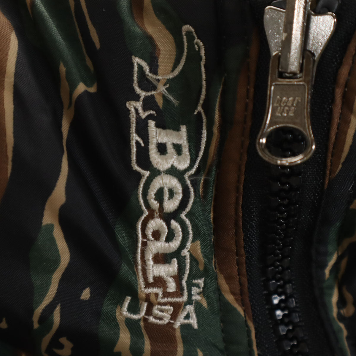 Bear USA ベアーユーエスエー カモフラ ダウンジャケット L カーキ リバーシブル レディース