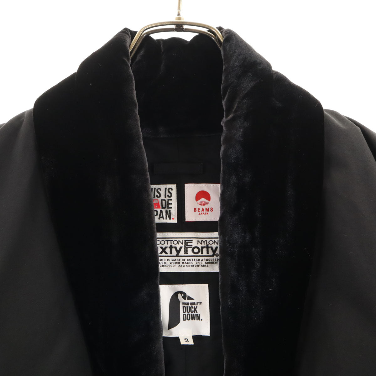 美品 THIS IS MADE IN JAPAN ディスイズ メイドインジャパン ビームスジャパン BEAMS JAPAN 別注 日本製 どてら ダウンジャケット 2 ブラック メンズ