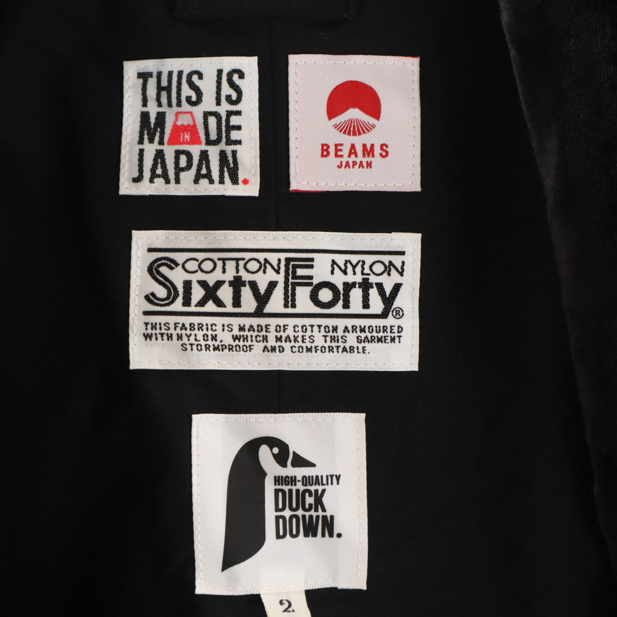 美品 THIS IS MADE IN JAPAN ディスイズ メイドインジャパン ビームスジャパン BEAMS JAPAN 別注 日本製 どてら ダウンジャケット 2 ブラック メンズ