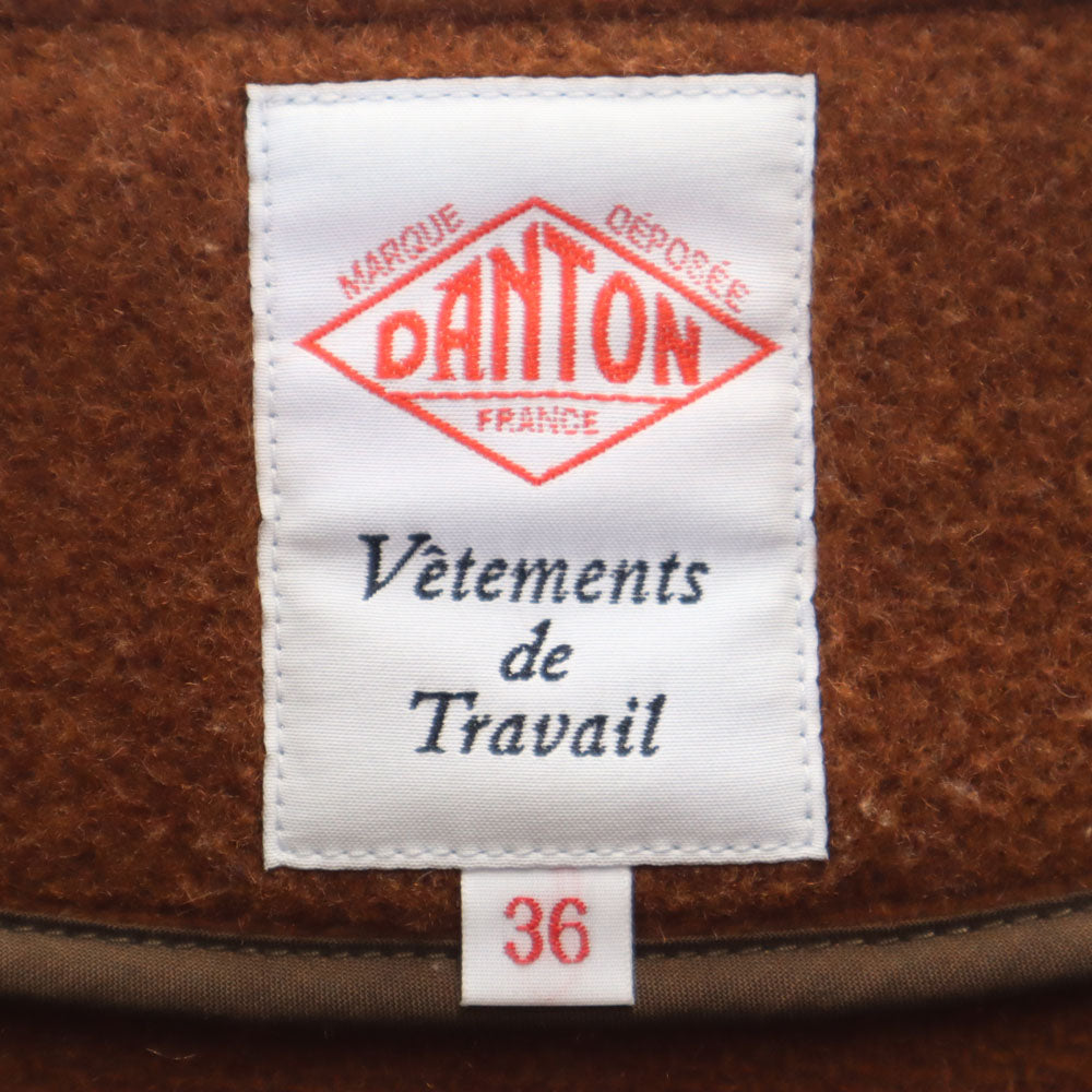 Danton ダントン ウールブレンド 日本製 ノーカラージャケット 36 ブラウン系 レディース