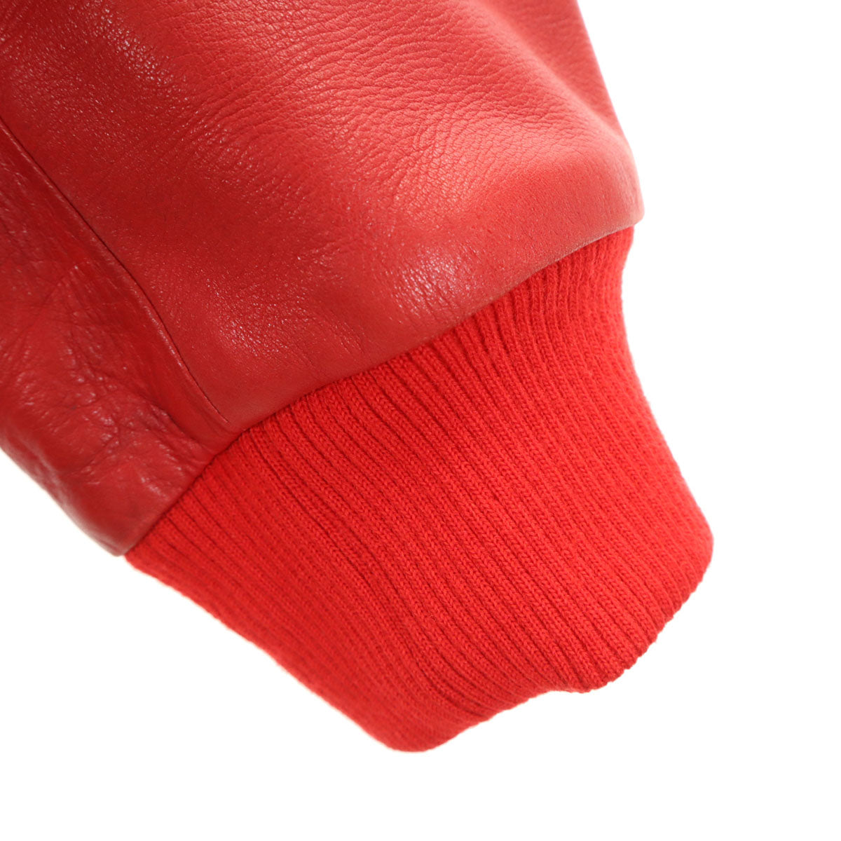 PINK HOUSE ピンクハウス ワッペン 牛革レザー切替 スタジャン レッド ジャケット レディース