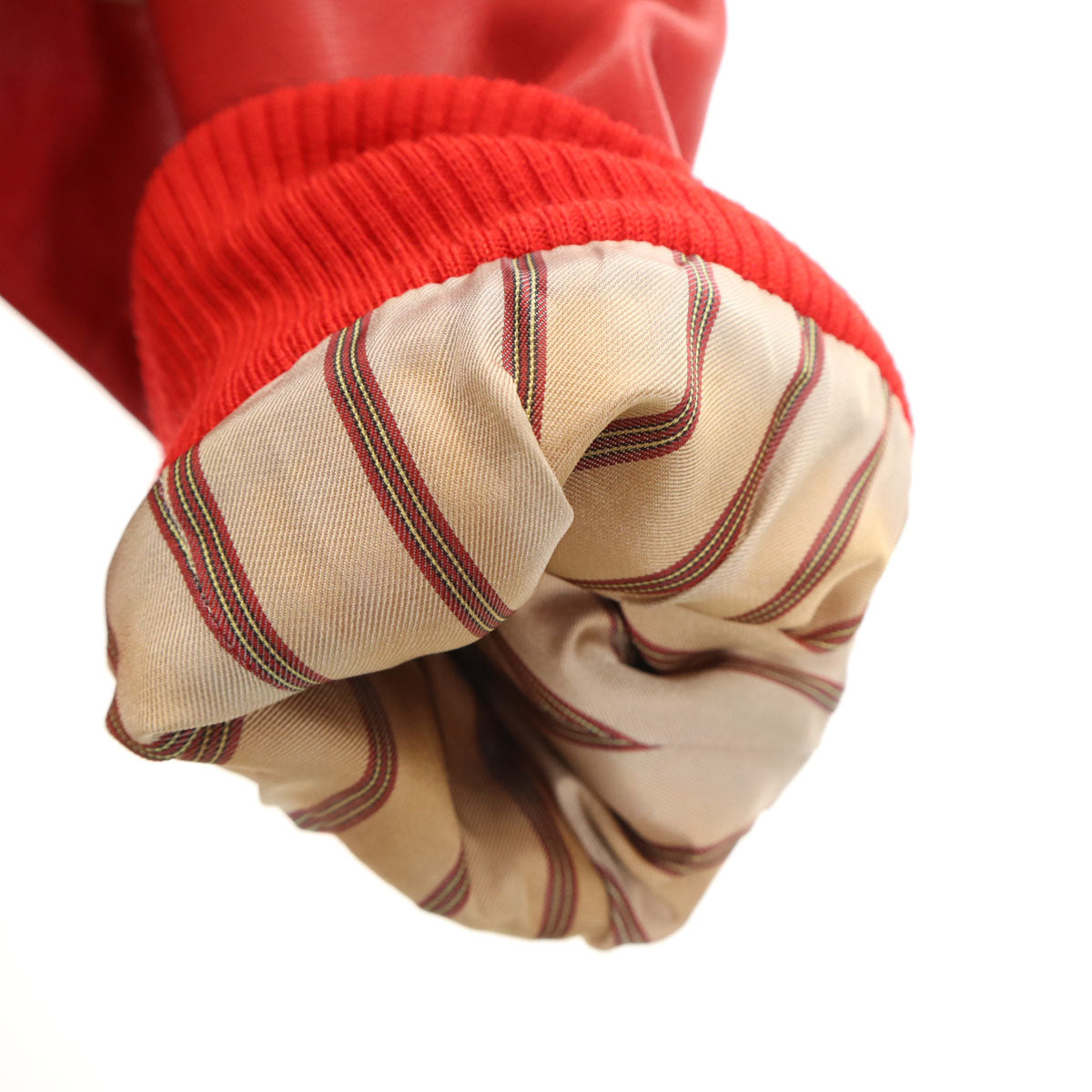 PINK HOUSE ピンクハウス ワッペン 牛革レザー切替 スタジャン レッド ジャケット レディース