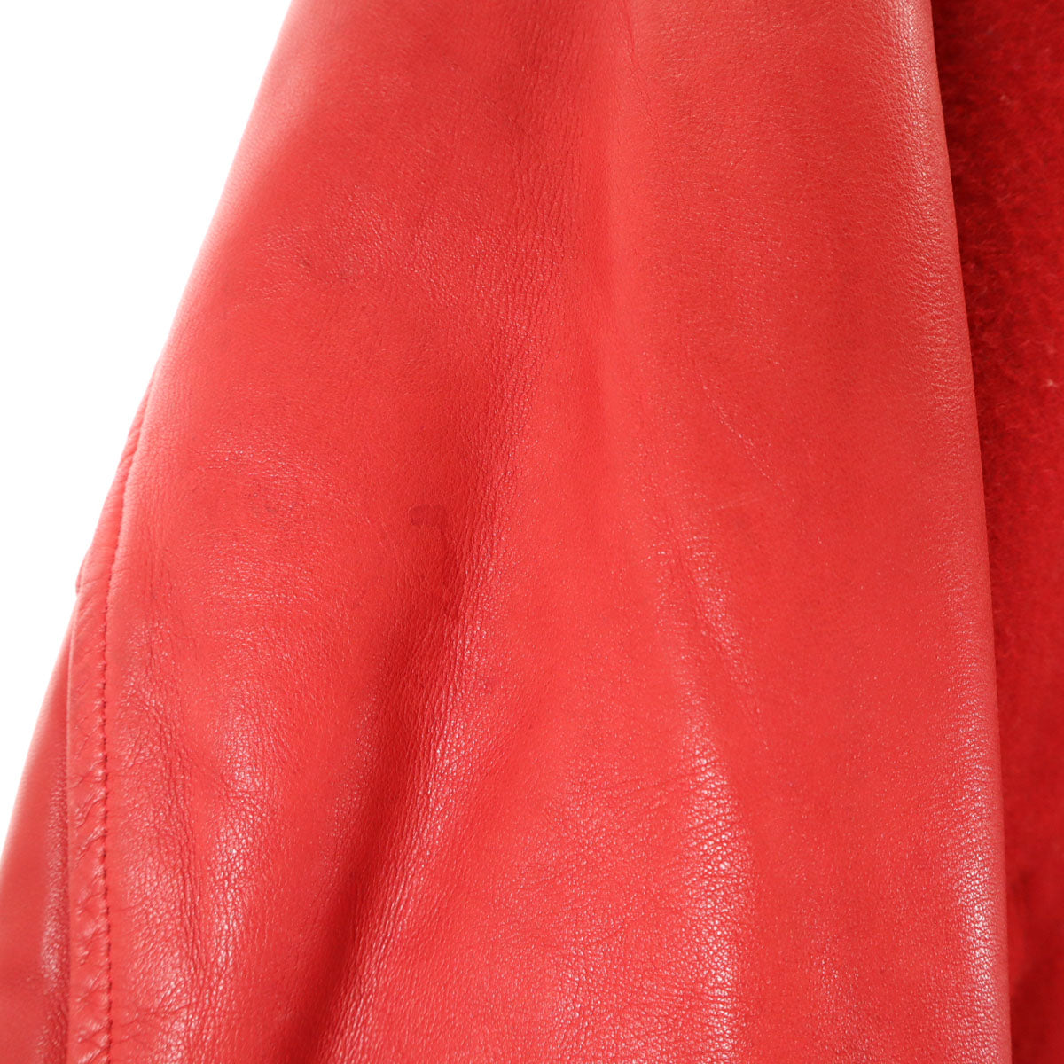 PINK HOUSE ピンクハウス ワッペン 牛革レザー切替 スタジャン レッド ジャケット レディース