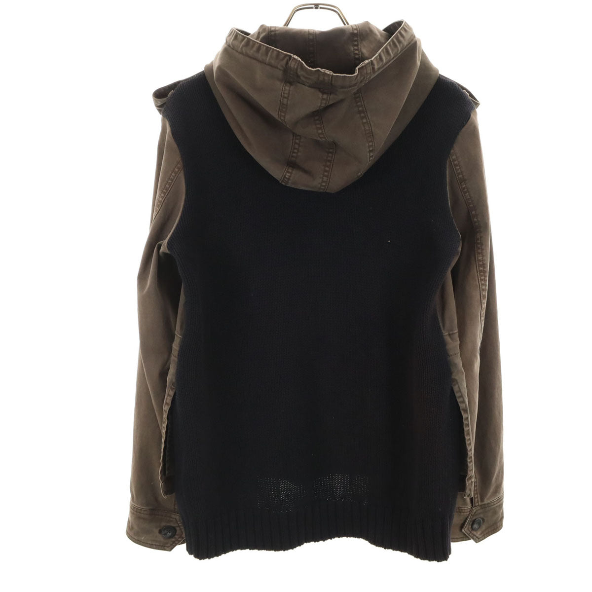 DIESEL ディーゼル ニット切替 フードジャケット S グレージュ レディース
