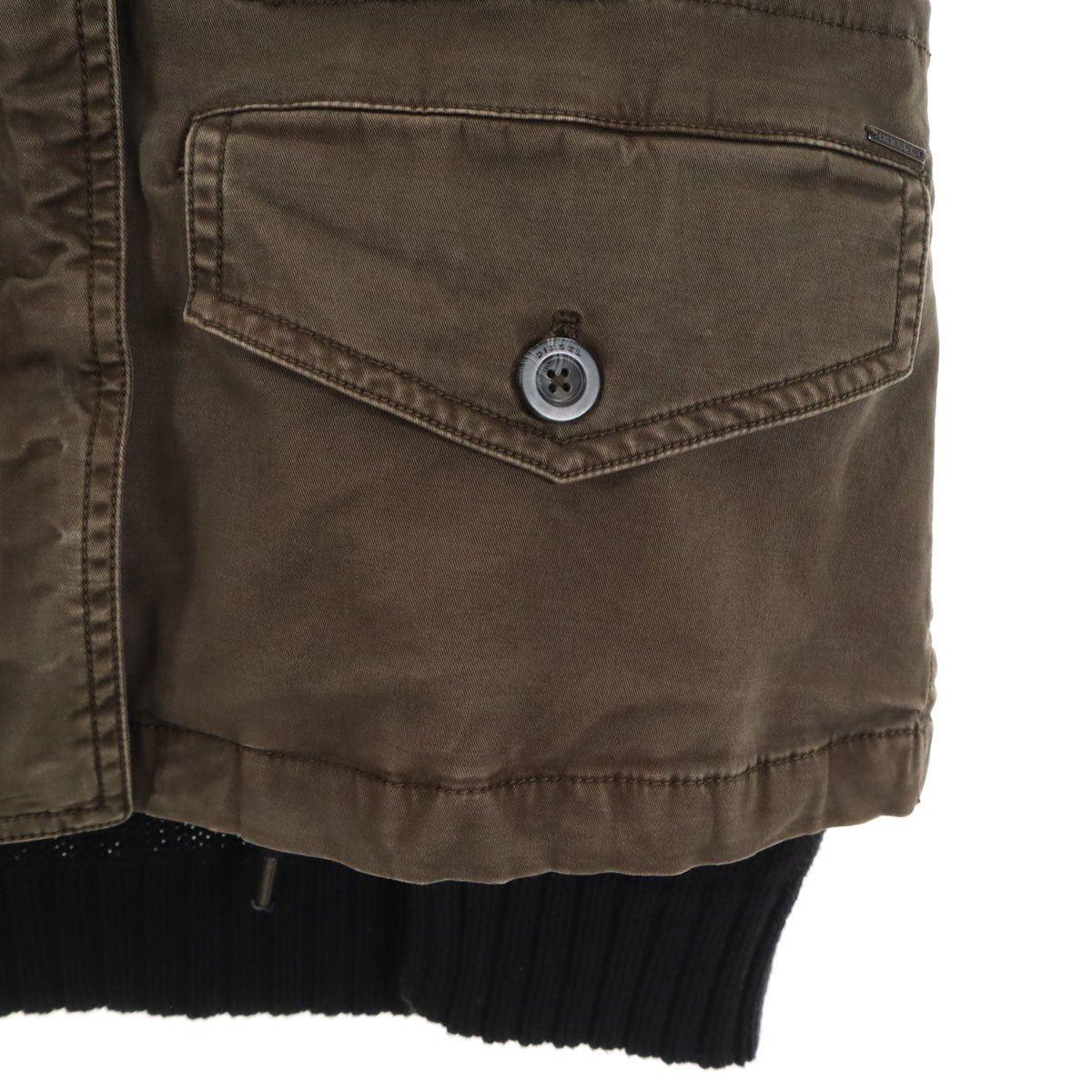 DIESEL ディーゼル ニット切替 フードジャケット S グレージュ レディース