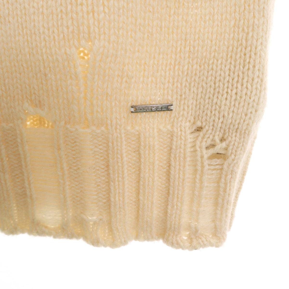 DIESEL ディーゼル イタリア製 アルパカブレンド 長袖 ダメージ加工 セーター オフホワイト ニット メンズ